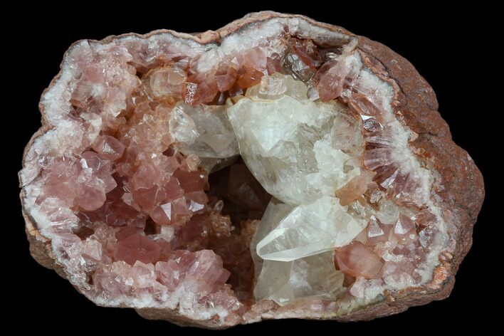 Pink Amethyst Geode Half With Calcite - Argentina #127308